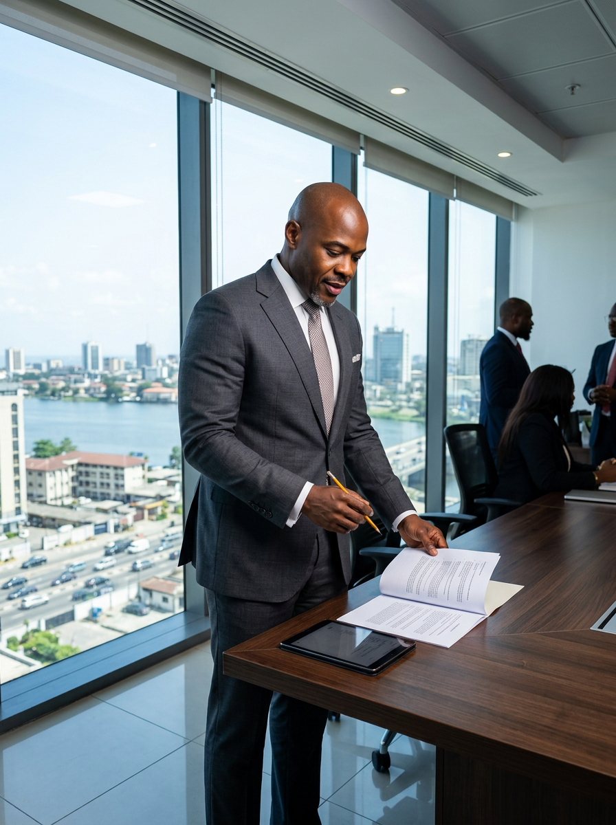 Kelechi working from his Lagos office