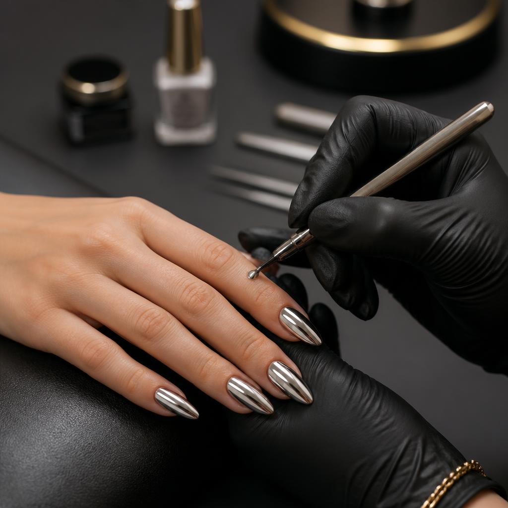 Chrome Almond Nail Set